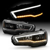 For 08-15 Mitsubishi Lancer Sequential Signal Halogen Projector Black Headlights