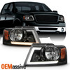 For 2004-2008 Ford F150 [LED-Tube Running Switchback Turn Signal] Black Headlamp