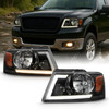 For 2004-2008 Ford F150 [LED-Tube Running Switchback Turn Signal] Black Headlamp