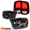 For 13-18 RAM 1500 2500 Halo LED Projector Black Headlights+Red Smoked Tail Lamp