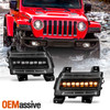 For 18-20 Jeep Wrangler Front Fender LED Black Corner Lights w/Sequential Signal