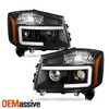 For 2004-2015 Tian 05-07 Armada LED Tube Parking DRL Projector Black HeadLights
