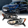 For 2016-2018 QX60 LED DRL HID/Xenon Headlights Light Non-AFS Left + Right Lamps