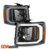 For 07-13 Chevy Silverado 1500 2500HD Projector Chrome Headlight Pair LED Signal
