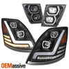For 03-17 Volvo VNL Full LED DRL Sequential Projector Headlight + Halo Fog Light