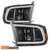 For 09-18 Dodge Ram 1500 2500 3500 Halogen w/LED DRL Projector Headlights Black