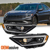 For 2019-2021 Volkswagen VW Jetta LED Tube DRL Projector Black Headlights Pair