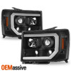 For 07-13 GMC Sierra 1500/2500/3500 [LED Low Beam] Black Projector Headlights