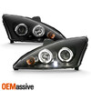 For 00-04 Ford Focus Black Housing [Halo Ring] Halogen Type Projector Headlights