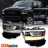 For 2019-2023 Ram 1500 [Full LED] Tube Headlights w/ Chrome Bezel Reflector Pair