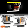 For 2018-2020 Ford F150 XL XLT Lariat Halogen Chrome Headlights Pair w/ LED DRL