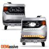 For 16-18 Chevy Silverado Full LED HID/DRL Switchback Projector Headlight Chrome