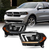 For 2011-2013 Dodge Durango HID Projector Headlight Pair w/LED Sequential Signal