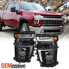 For 2020-2023 Chevy Silverado 2500HD 3500HD LT/WT LED DRL Black Headlights Pair