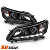 For 2013-2015 Honda Accord Sedan Halogen Projector Black Headlights Pair LED DRL
