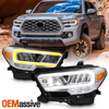 For 16-22 Toyota Tacoma Full LED Projector Chrome Headlights w/Sequential Signal