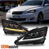 For 2006-2010 Lexus IS250 IS350 Halogen Type Projector Dual Beam Black Headlight