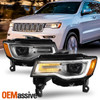 For 17-21 Jeep Grand Cherokee HID Chrome Bezel Headlights Pair w/LED DRL Signal