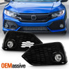 For 2016-2017 Honda Civic Hatchback Chrome Fog Lights w/Switch+ Wiring Harnesses