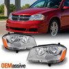 Fit 2008-2014 Dodge Avenger Replacement Headlights Headlamps L+R 2009 2010