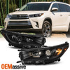 For 2017-2019 Toyota Hightlander LE / XLE Halogen Black Headlights w/Non LED DRL