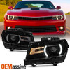 For 2014-2015 Chevy Camaro LS LT SS HID Projector Black Headlight w/LED DRL Pair