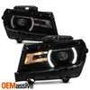 For 2014-2015 Chevy Camaro LS LT SS HID Projector Black Headlight w/LED DRL Pair