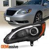 For 2011-2014 Chrysler 200 Halogen Projector Black Headlight Driver w/ LED DRL