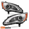 For 2011-2014 Chrysler 200 Halogen Type Projector Chrome HeadLamp Pair w/LED DRL
