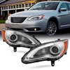 For 2011-2014 Chrysler 200 Halogen Type Projector Chrome HeadLamp Pair w/LED DRL