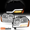 For 2005-2007 Jeep Grand Cherokee Halogen Headlight w/LED DRL Chrome Housing Set