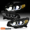 For 16-21 Honda Civic Halogen Projector Black Headlights w/LED Sequential Signal