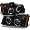 Fits 03-06 Silverado Pickup Truck Black Bezel Dual Halo Projector Headlights