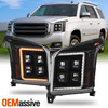 For 15-20 GMC Yukon Halogen Black Headlight LED DRL SwitchBack Sequential Signal