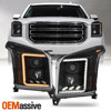 For 2015-2020 GMC Yukon Dual Beam Projector Black HeadLamp LED Sequential Signal