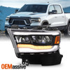 For 2019-2023 Dodge Ram 1500 Full LED Black Bezels Headlight Driver w/ DRL Tube