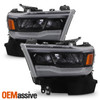 For 2019-2023 Dodge Ram 1500 Full LED Black Bezels Headlights Pair w/ DRL Tube