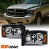 For 2005-2007 Dodge Dakota Halogen Black Headlights Pair w/ LED DRL Turn Signal