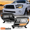 For 05-11 Toyota Tacoma LED DRL Sequential Signal Headlights Welcome Lamp Black