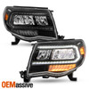 For 05-11 Toyota Tacoma LED DRL Sequential Signal Headlights Welcome Lamp Black