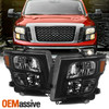 For 2016-2019 Nissan Titan XD SV Halogen Type Headlights Headlamp Black OE Style