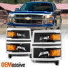 New Body Style For 2014-15 Chvey Silverado 1500 Black Headlights w/ Chrome Trim