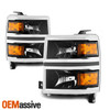 New Body Style For 2014-15 Chvey Silverado 1500 Black Headlights w/ Chrome Trim