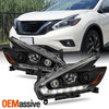 For 2015-2018 Nissan Murano Halogen w/DRL Projector Headlights Assembly Black