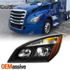 For 2018-2023 Freightliner Cascadia 126 Halogen Type Black Headlight Driver Left