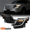 For 11-15 Ford Explorer Halogen Projector Headlights w/LED DRL Sequential Signal