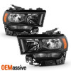 For 2019-2024 Dodge Ram 2500 Halogen Type Headlights Headlamp Assembly Black