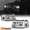 For 2001-2011 Ford Ranger Halogen w/ DRL Headlight Headlamp Chrome Assembly Pair