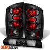 Fits 02-06 Dodge Ram 1500 03-05 2500/3500 Black Tail Lights+ LED 3Rd Brake Light