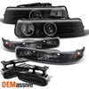 Fits 00-06 Suburban 99-02 Silverado Black Smoked LED Headlights+Bumper+Fog Light